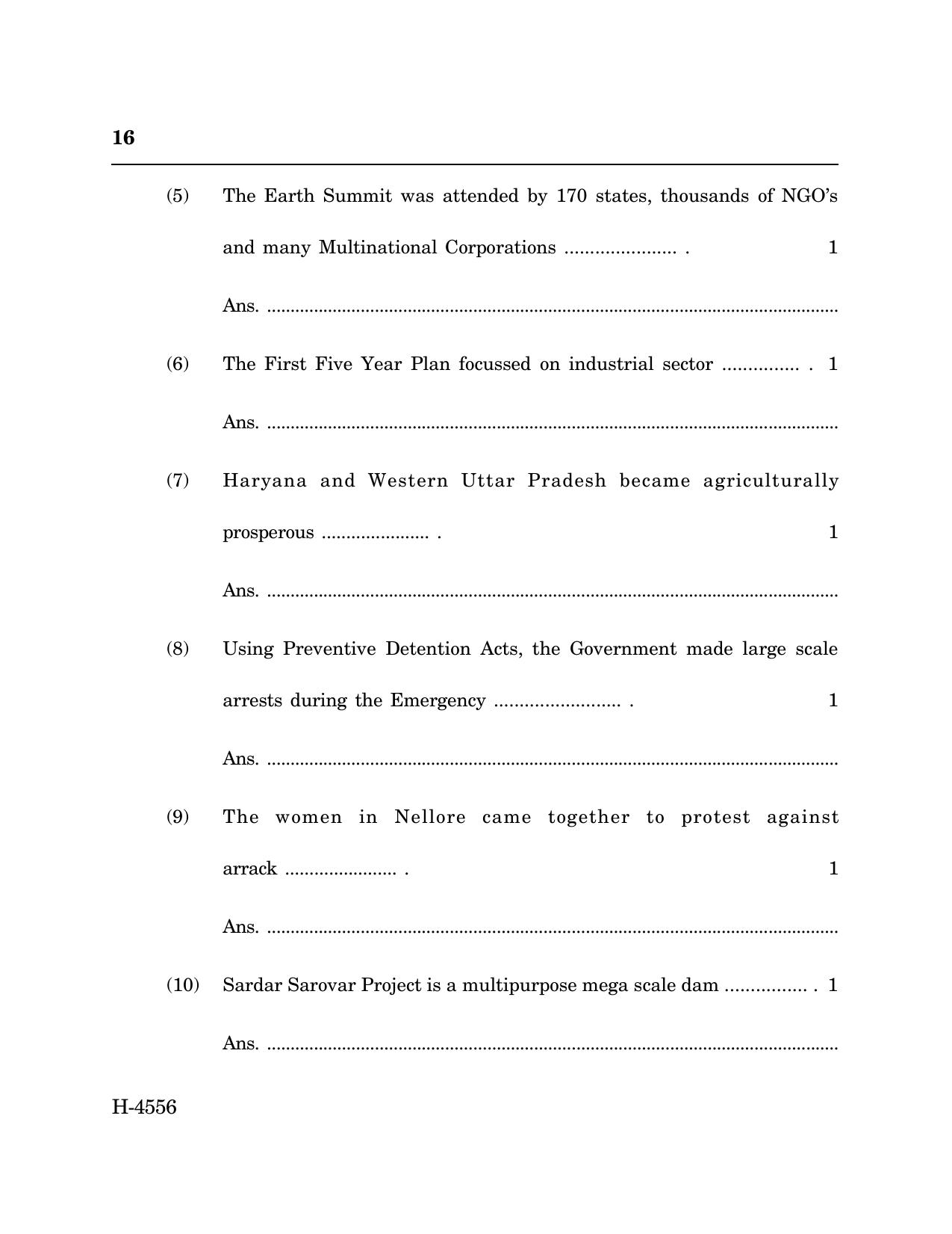 Goa Board Class 12 Political Science (CWSN) (March 2024) Question Paper - Page 16