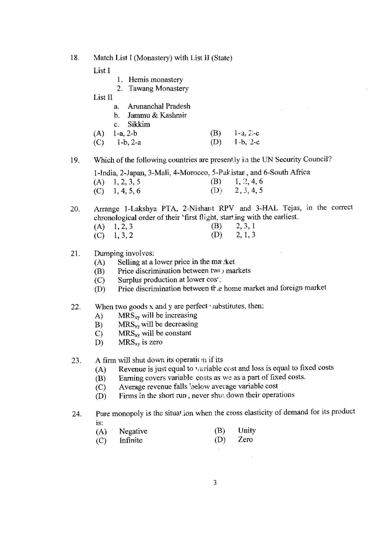 PU MET 2012 Question Booklet with Key - Page 3