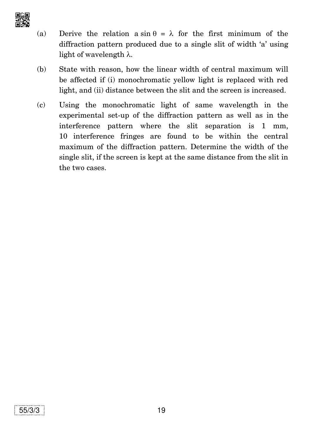 CBSE Class 12 55-3-3 Physics 2019 Question Paper - Page 19