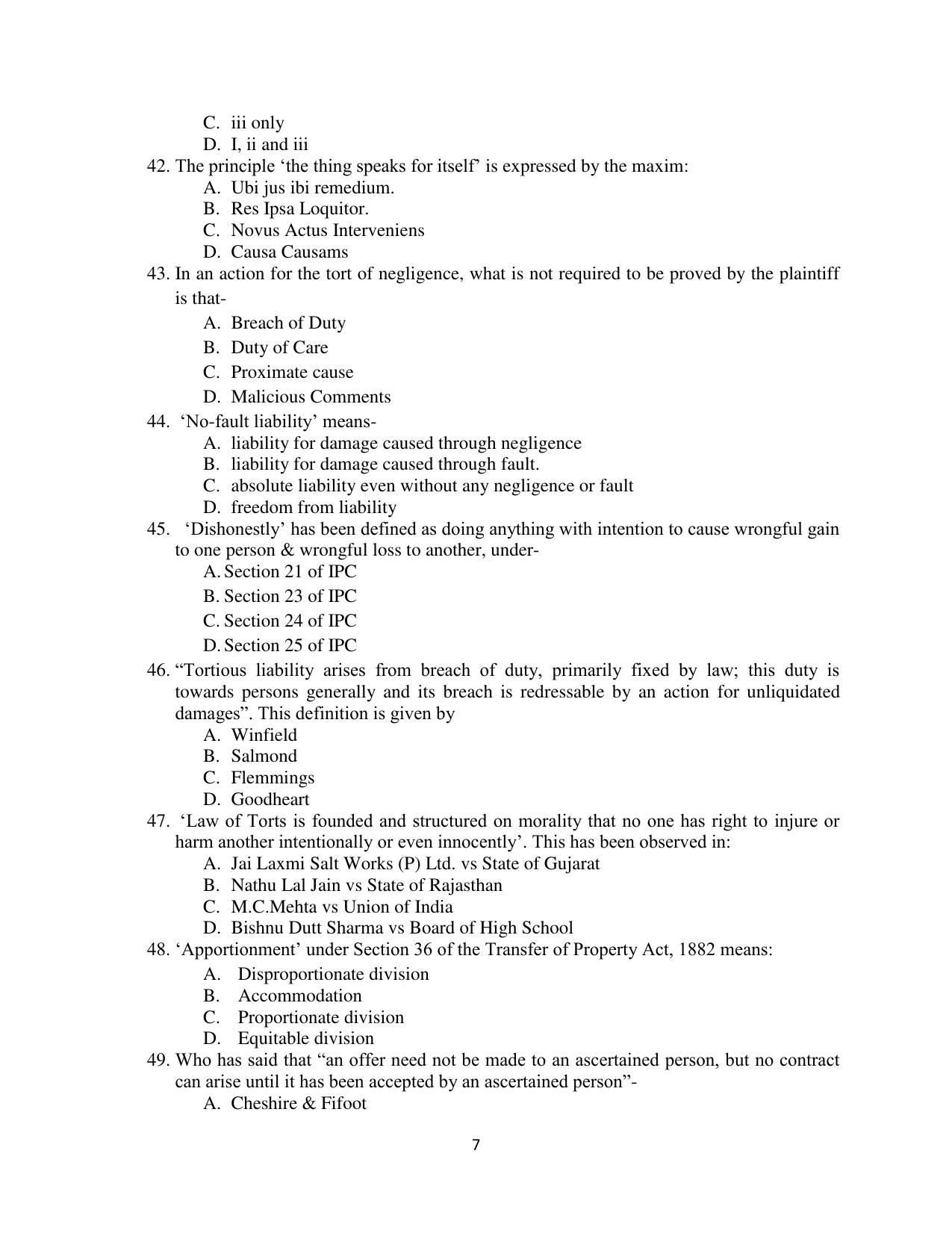 Odisha CPET 2021 LLM Question Paper - Page 7