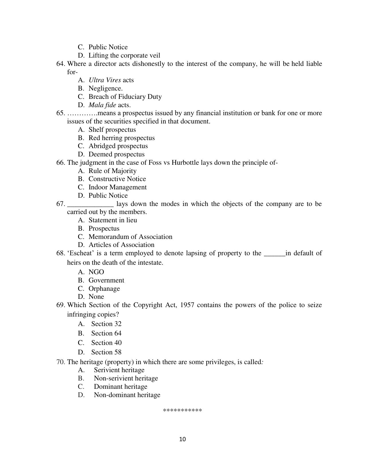 Odisha CPET 2021 LLM Question Paper - Page 10