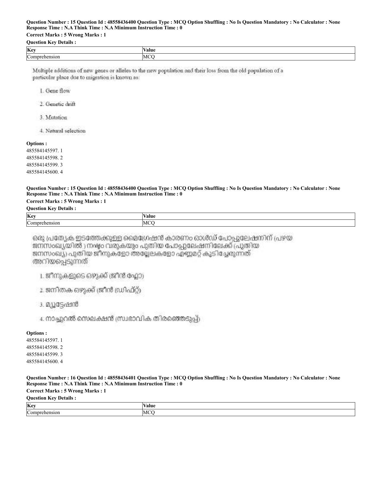 CUET 2023 English Malayalam Shift 3 Question Papers - 22 June 2023 - Page 15