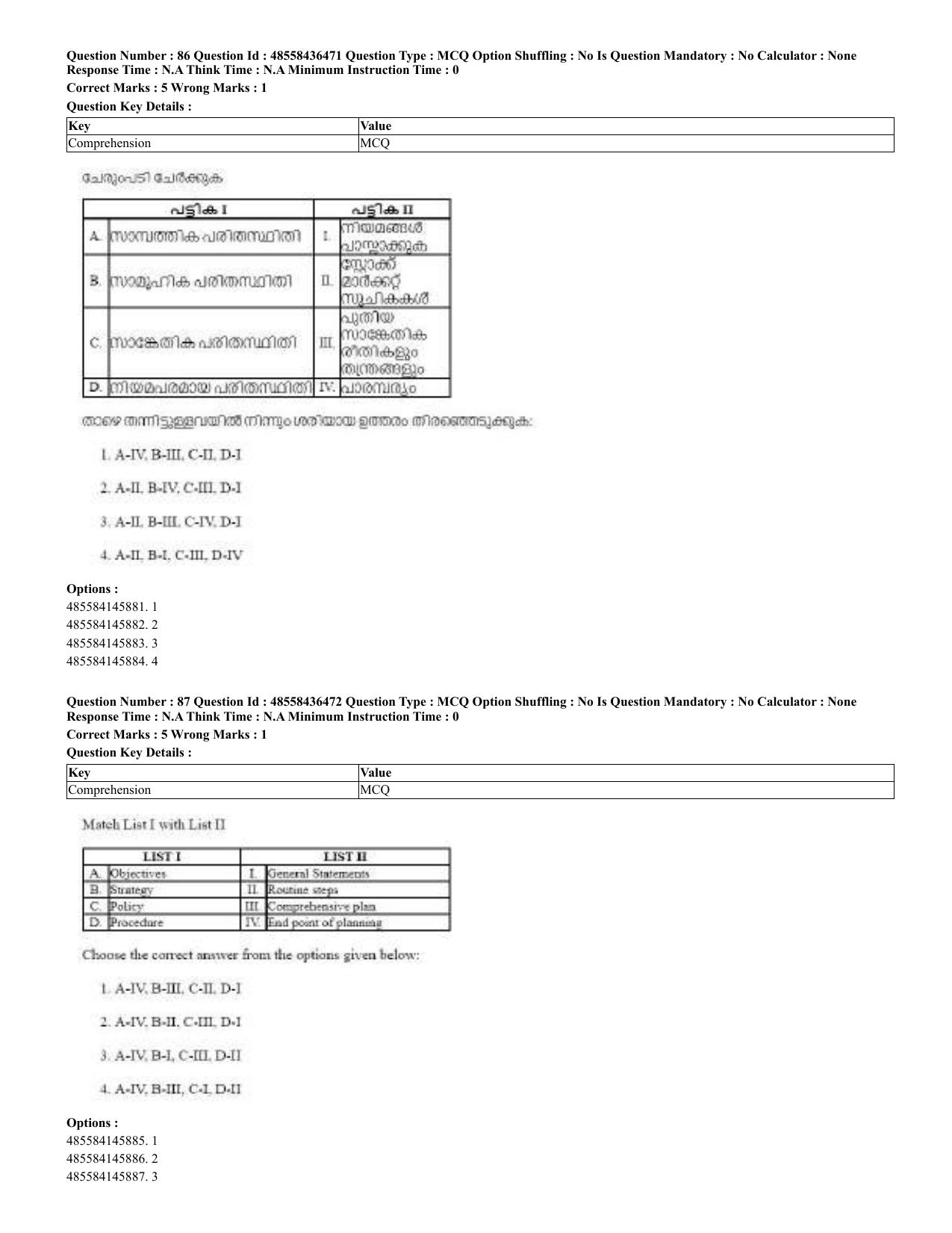 CUET 2023 English Malayalam Shift 3 Question Papers - 22 June 2023 - Page 85