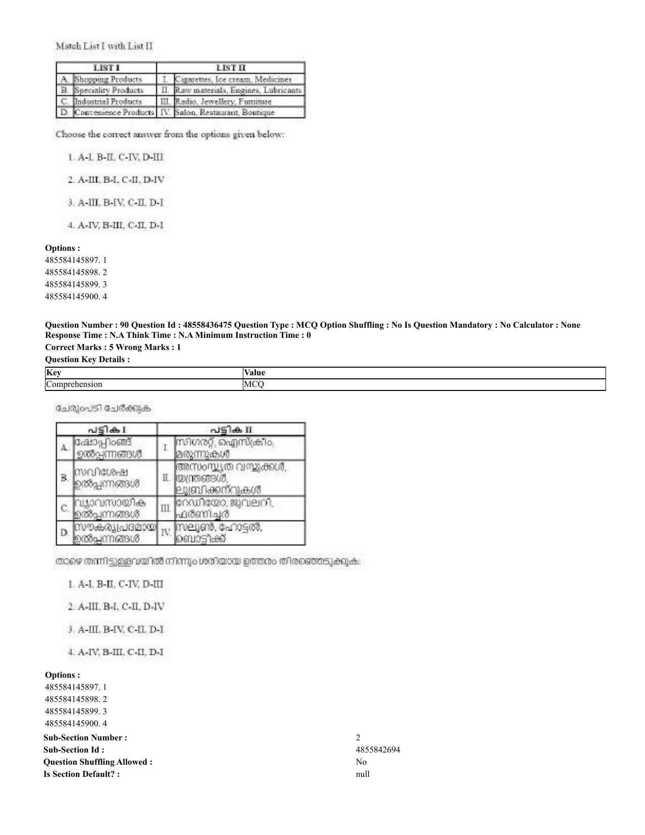 CUET 2023 English Malayalam Shift 3 Question Papers - 22 June 2023 - Page 89