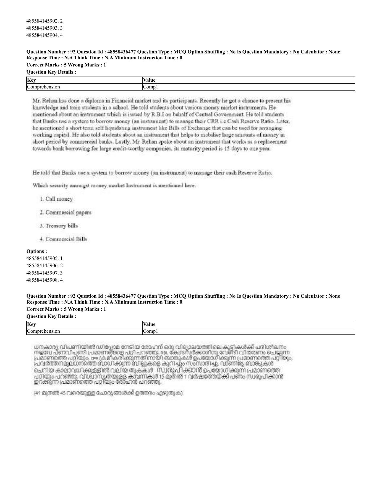 CUET 2023 English Malayalam Shift 3 Question Papers - 22 June 2023 - Page 91