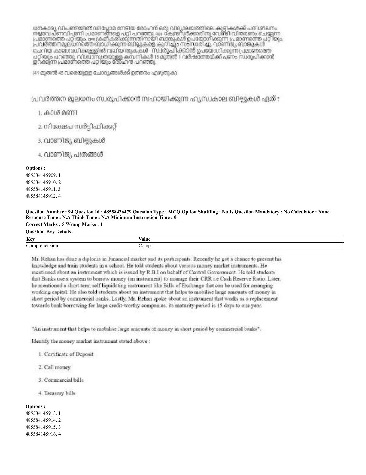 CUET 2023 English Malayalam Shift 3 Question Papers - 22 June 2023 - Page 93