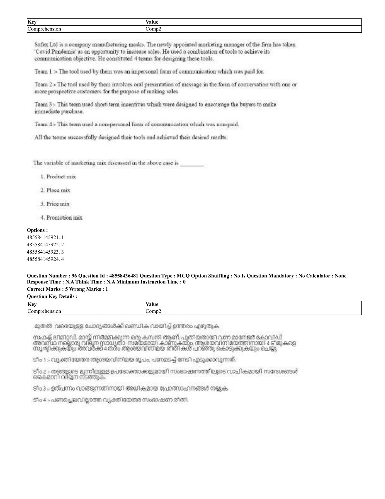 CUET 2023 English Malayalam Shift 3 Question Papers - 22 June 2023 - Page 96