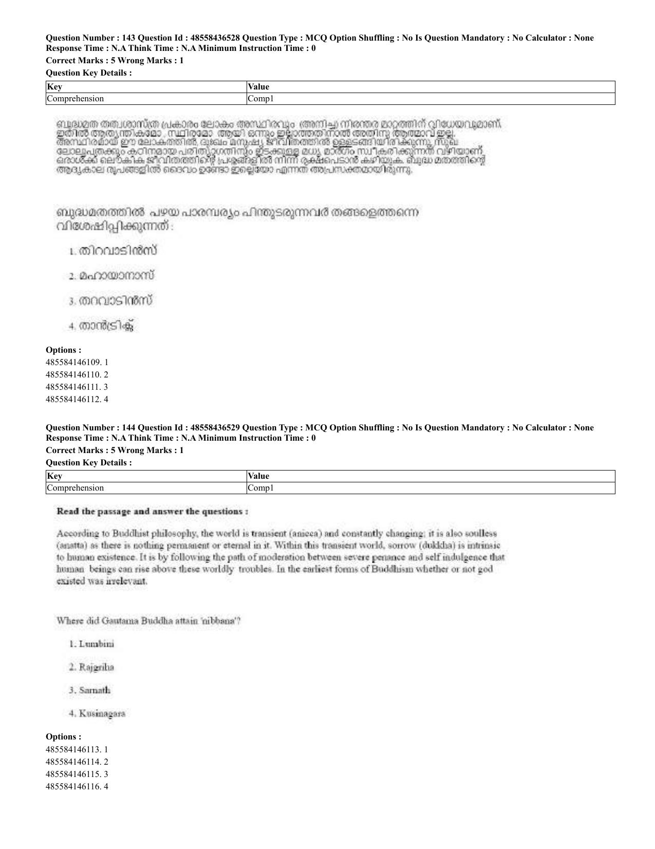 CUET 2023 English Malayalam Shift 3 Question Papers - 22 June 2023 - Page 140