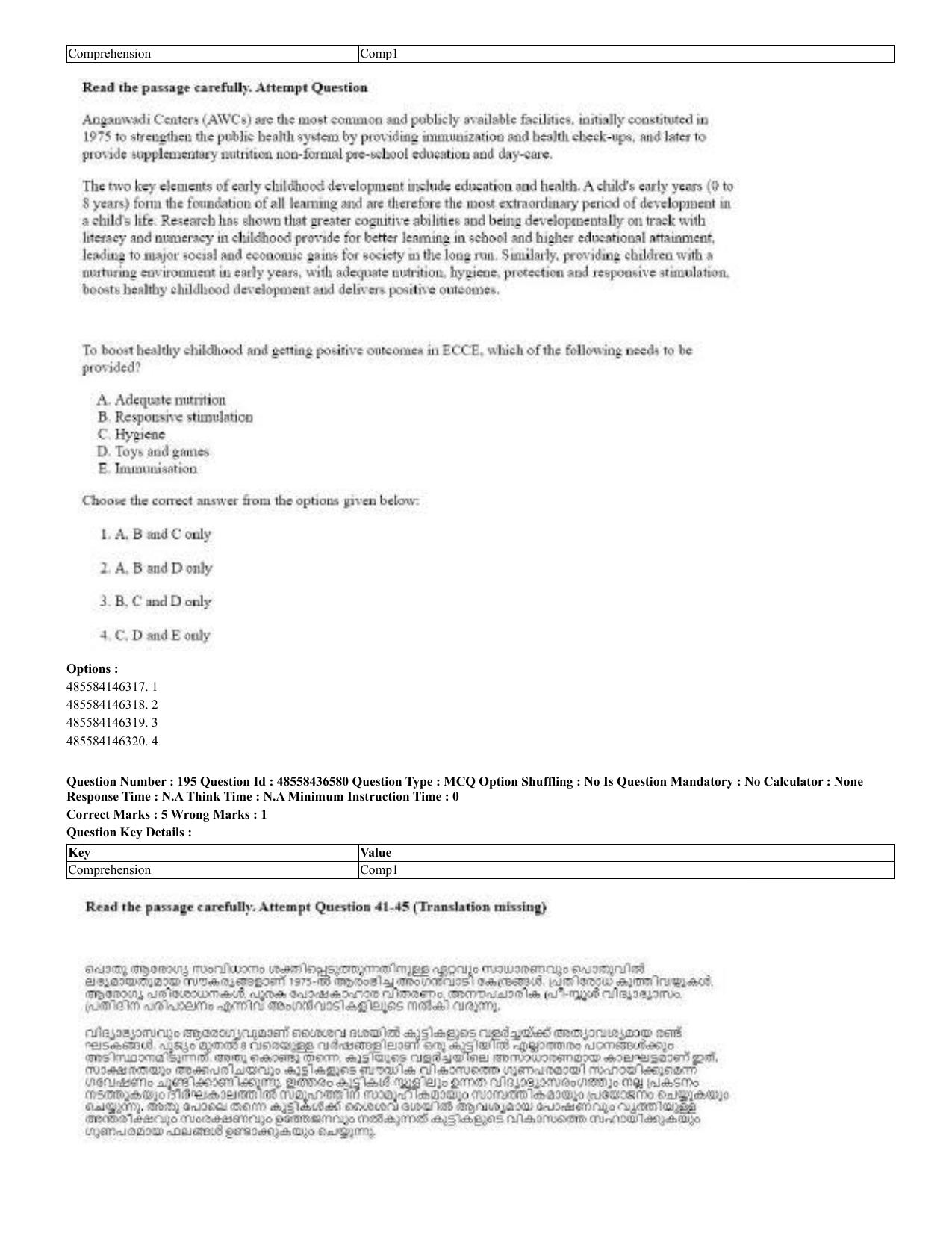 CUET 2023 English Malayalam Shift 3 Question Papers - 22 June 2023 - Page 192