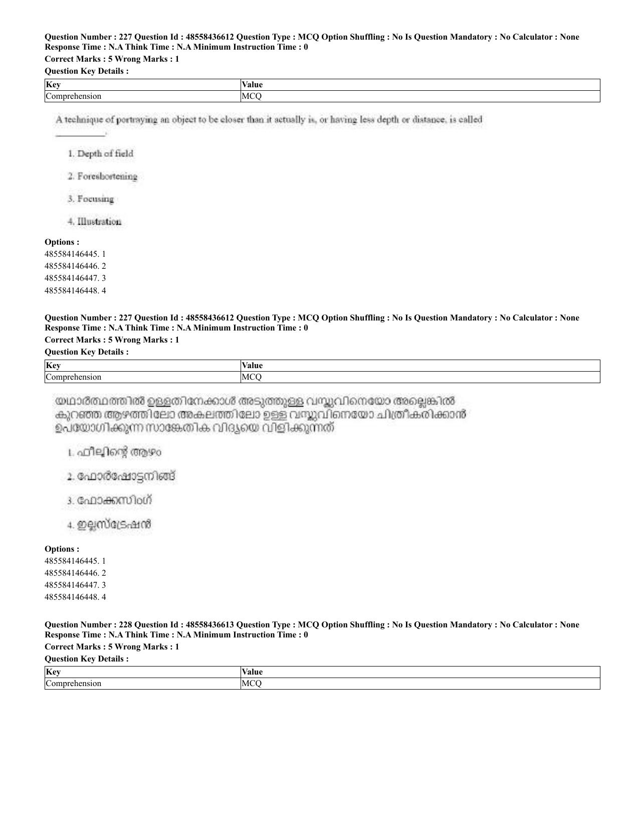 CUET 2023 English Malayalam Shift 3 Question Papers - 22 June 2023 - Page 223