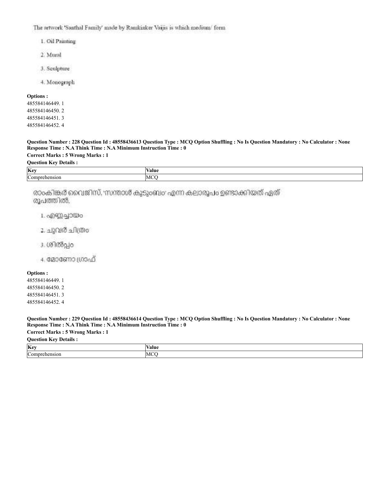 CUET 2023 English Malayalam Shift 3 Question Papers - 22 June 2023 - Page 224
