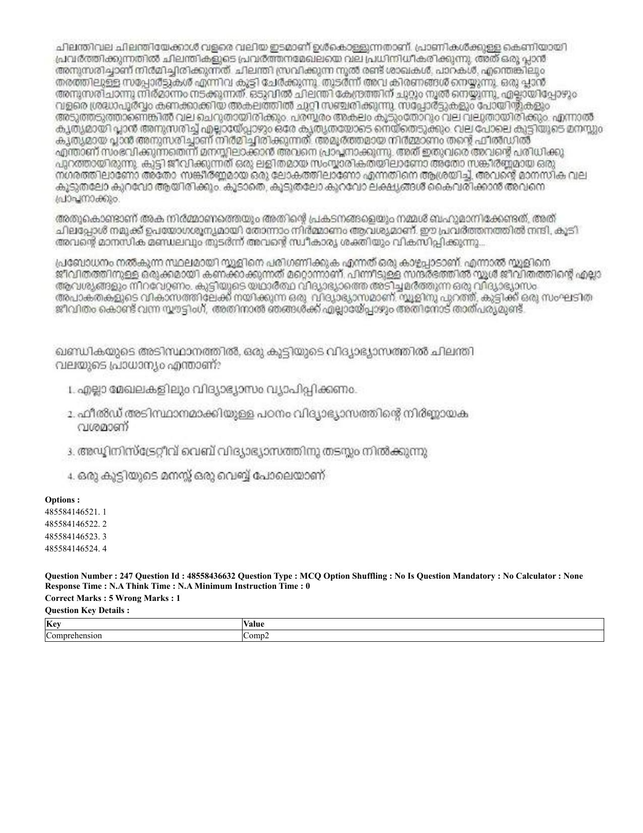 CUET 2023 English Malayalam Shift 3 Question Papers - 22 June 2023 - Page 246