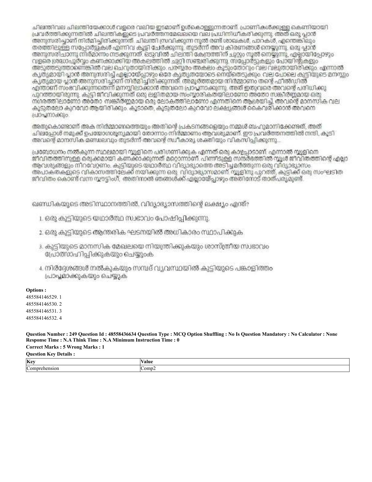 CUET 2023 English Malayalam Shift 3 Question Papers - 22 June 2023 - Page 250