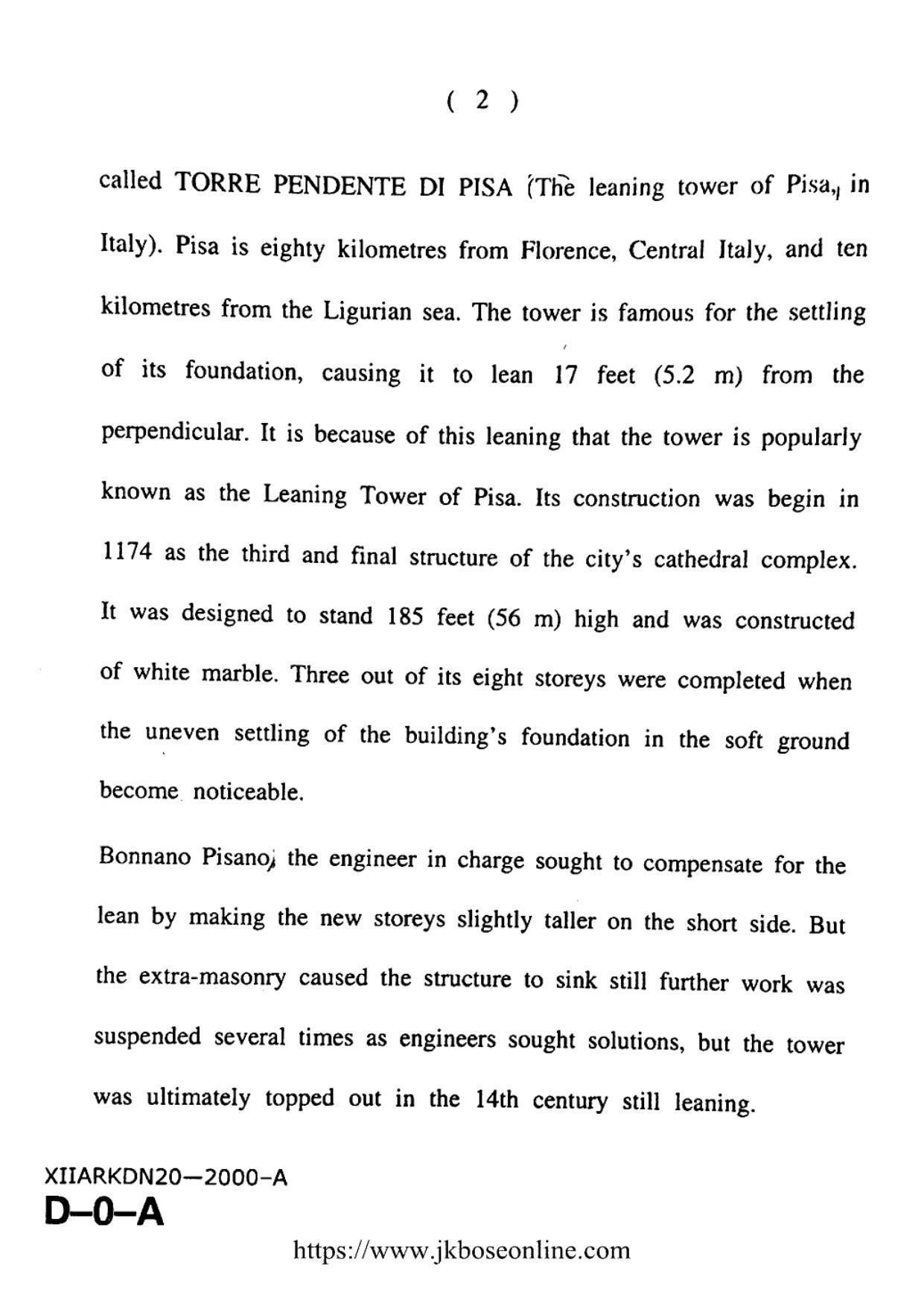 JKBOSE Class 12 English 2000-A Question Papers 2020 - Page 2
