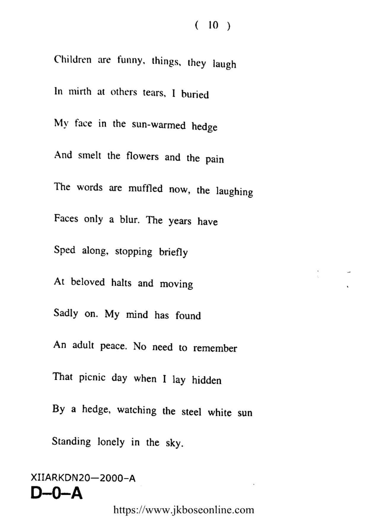 JKBOSE Class 12 English 2000-A Question Papers 2020 - Page 10