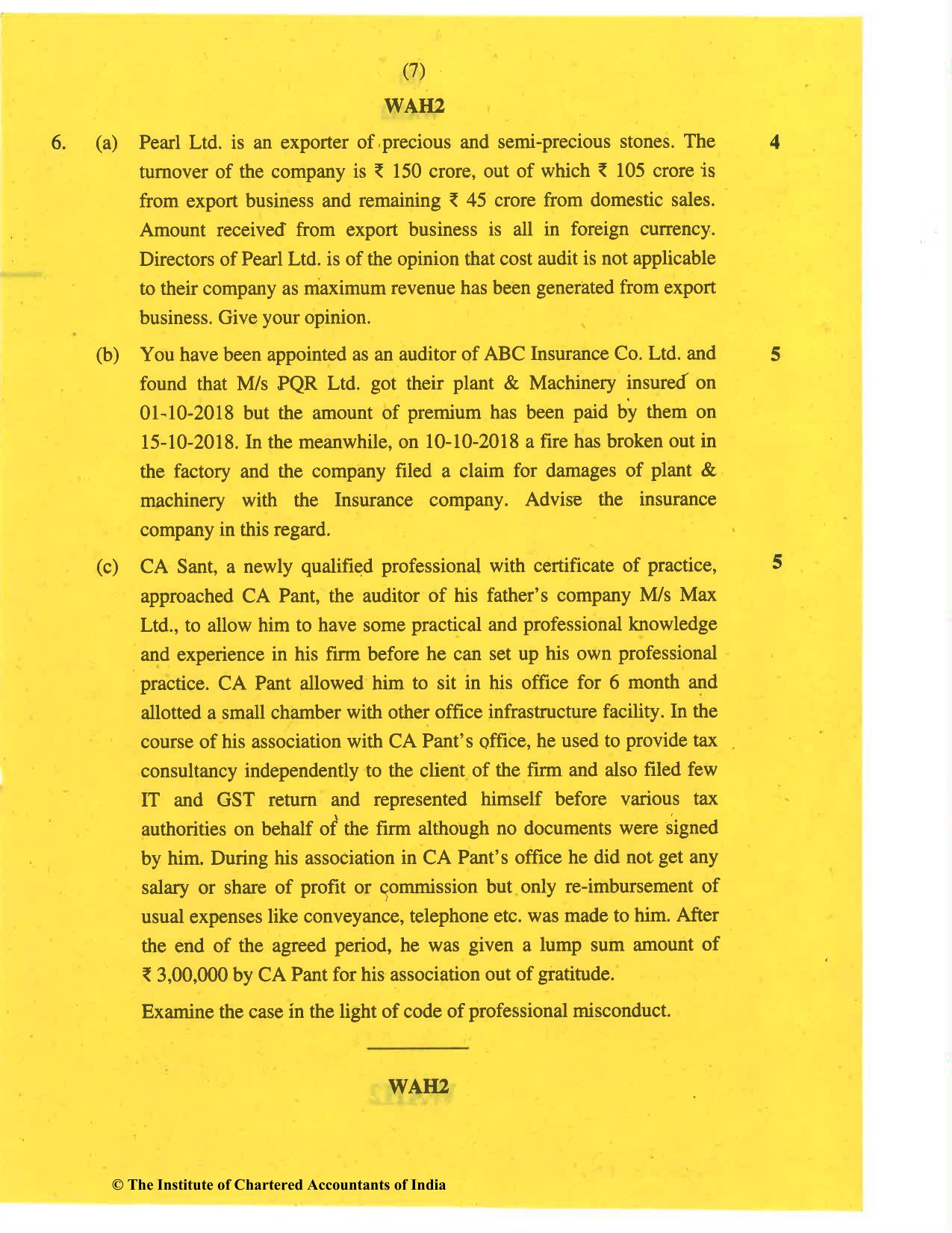 CA Final May 2019 Question Paper - Paper 3 – Advanced Auditing and Professional Ethics - Page 7