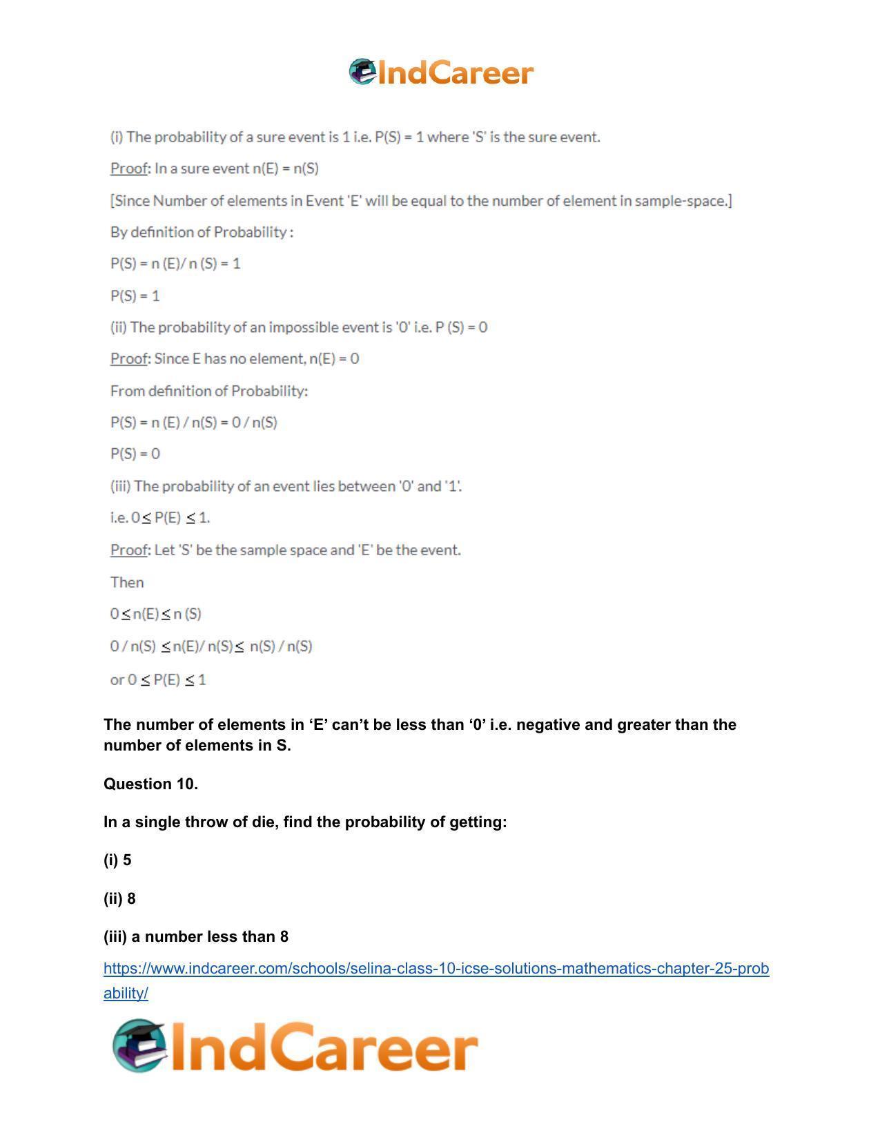 Selina Class 10 ICSE Solutions Mathematics : Chapter 25- Probability - Page 9
