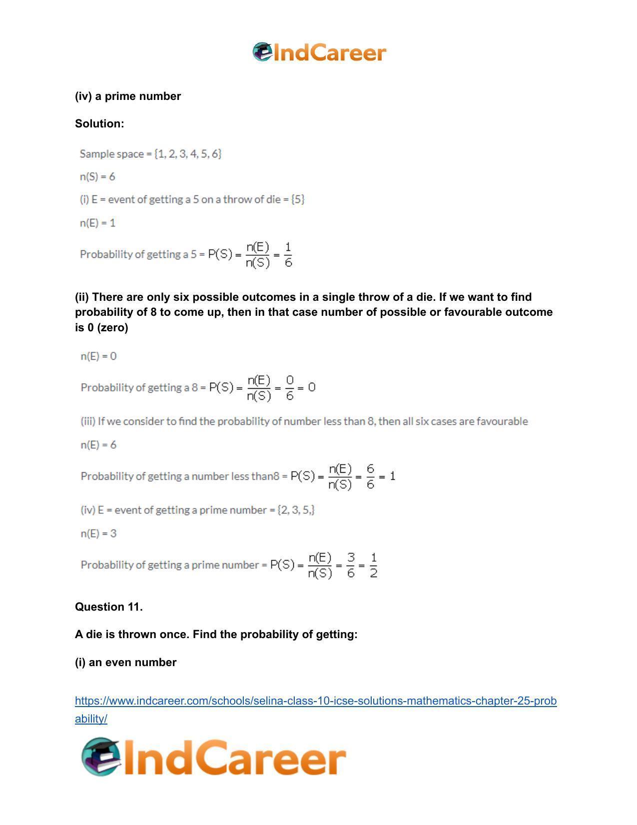 Selina Class 10 ICSE Solutions Mathematics : Chapter 25- Probability - Page 10