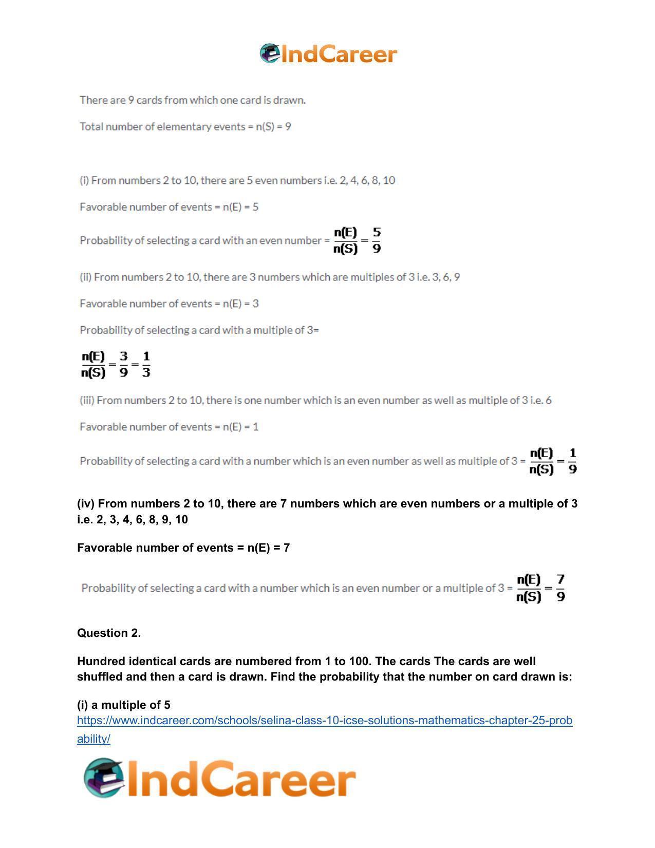 Selina Class 10 ICSE Solutions Mathematics : Chapter 25- Probability - Page 16