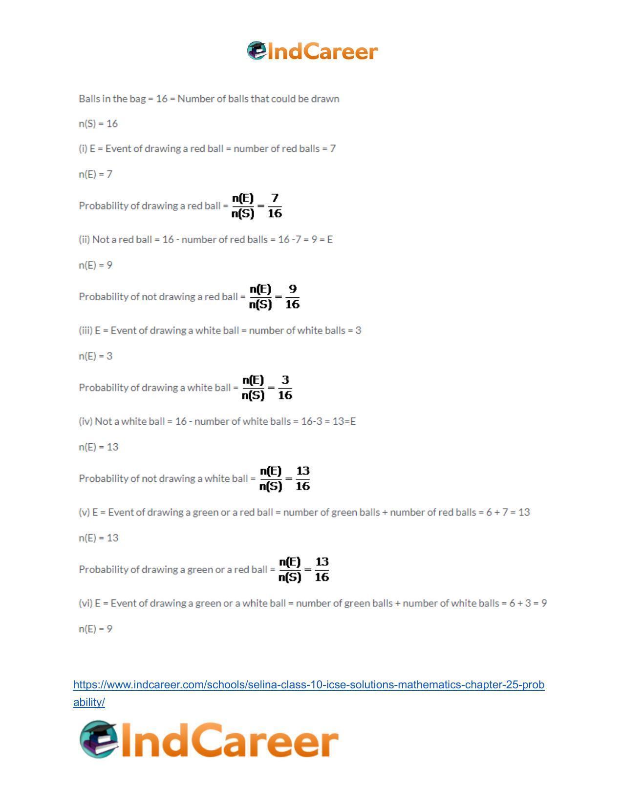 Selina Class 10 ICSE Solutions Mathematics : Chapter 25- Probability - Page 25