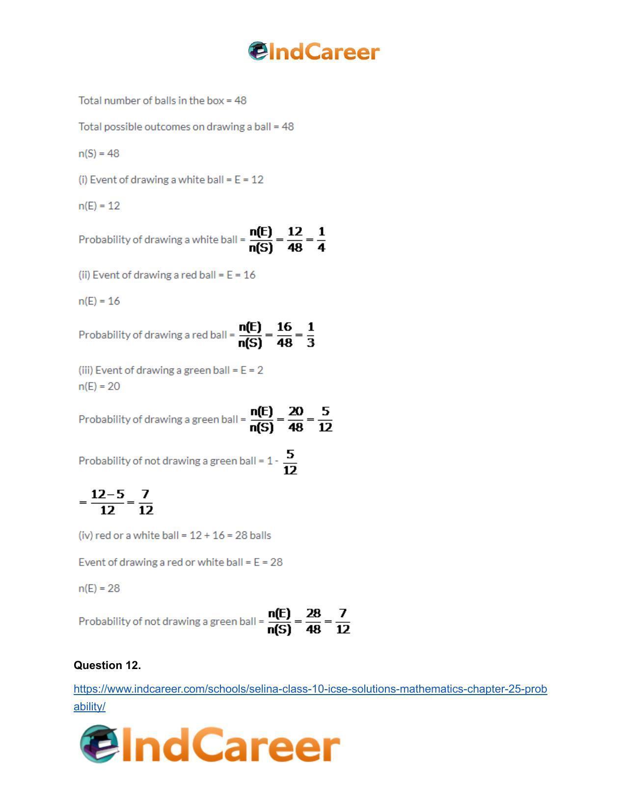 Selina Class 10 ICSE Solutions Mathematics : Chapter 25- Probability - Page 27