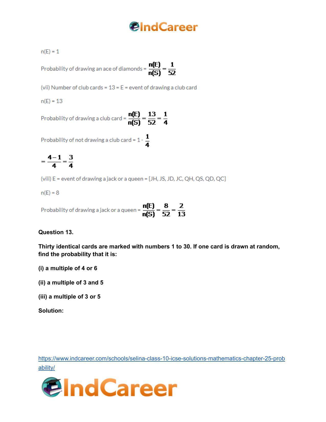 Selina Class 10 ICSE Solutions Mathematics : Chapter 25- Probability - Page 30