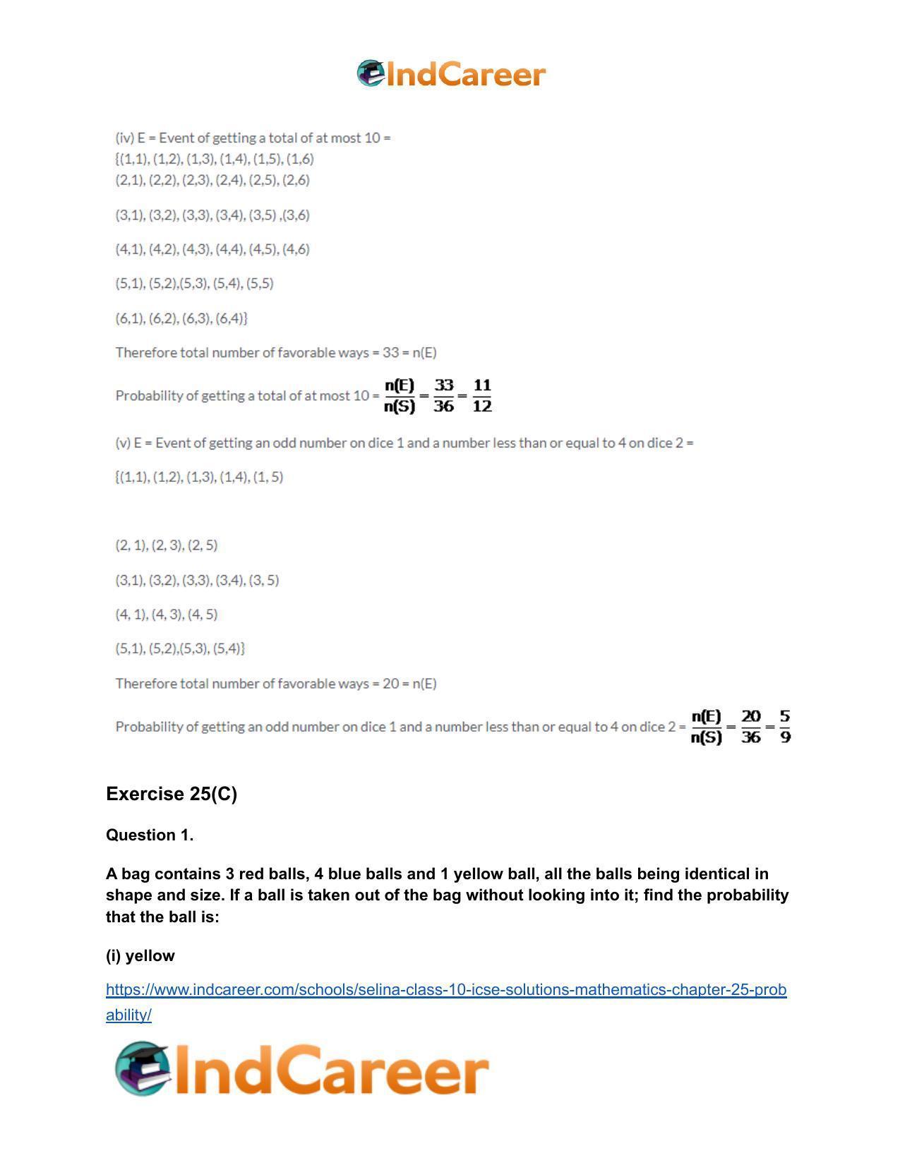 Selina Class 10 ICSE Solutions Mathematics : Chapter 25- Probability - Page 33