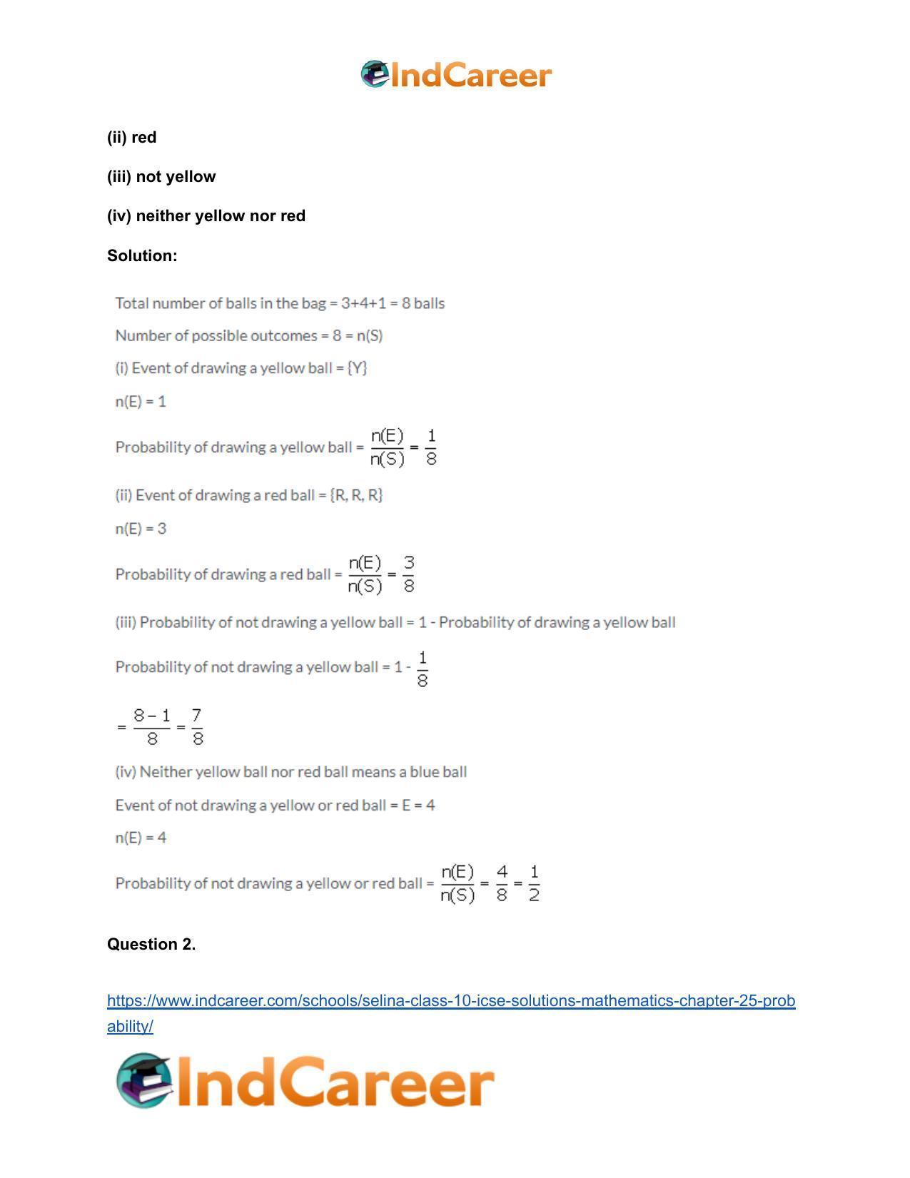 Selina Class 10 ICSE Solutions Mathematics : Chapter 25- Probability - Page 34