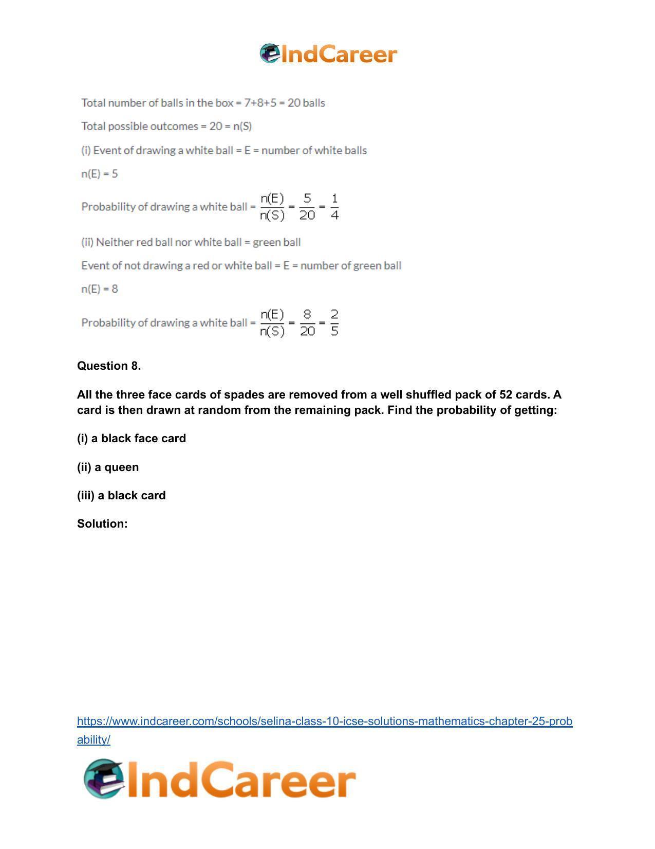 Selina Class 10 ICSE Solutions Mathematics : Chapter 25- Probability - Page 40