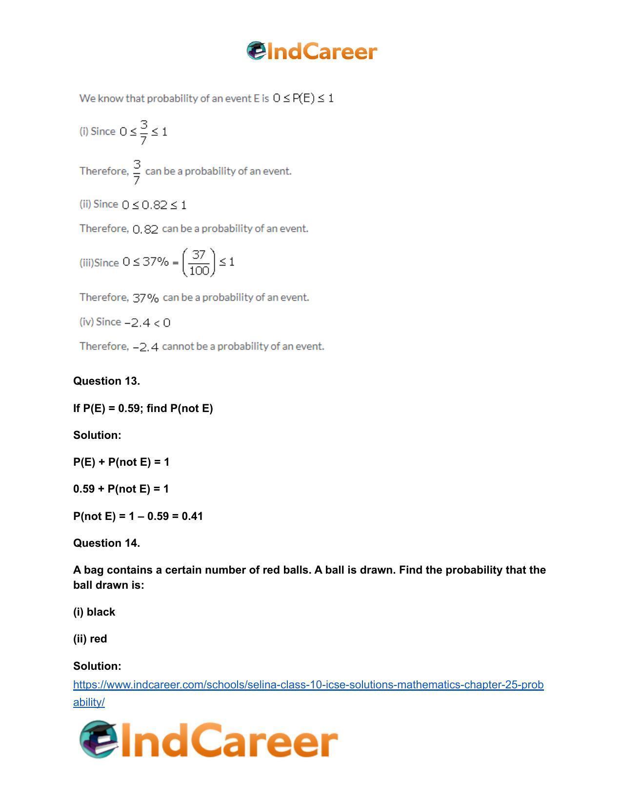 Selina Class 10 ICSE Solutions Mathematics : Chapter 25- Probability - Page 44
