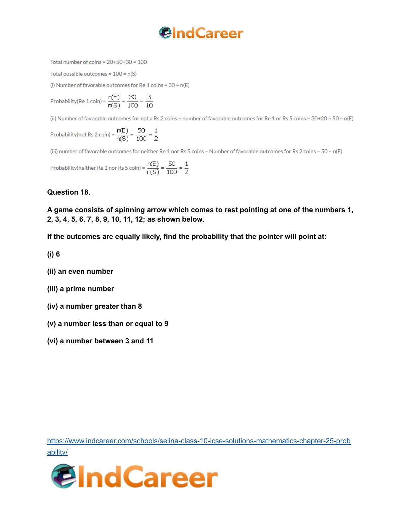 Selina Class 10 ICSE Solutions Mathematics : Chapter 25- Probability - Page 47
