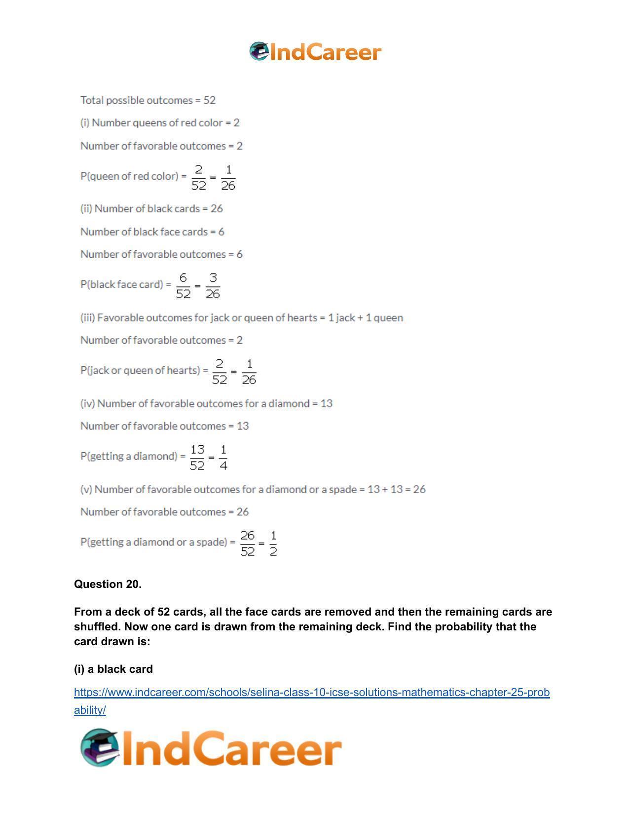 Selina Class 10 ICSE Solutions Mathematics : Chapter 25- Probability - Page 51