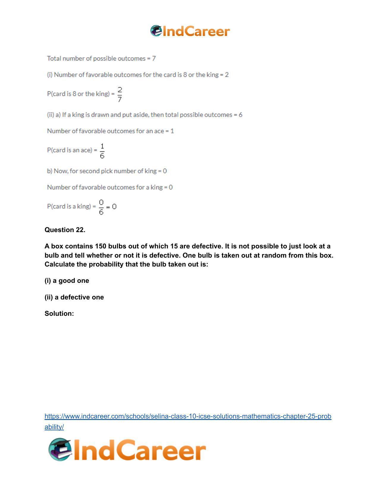Selina Class 10 ICSE Solutions Mathematics : Chapter 25- Probability - Page 53