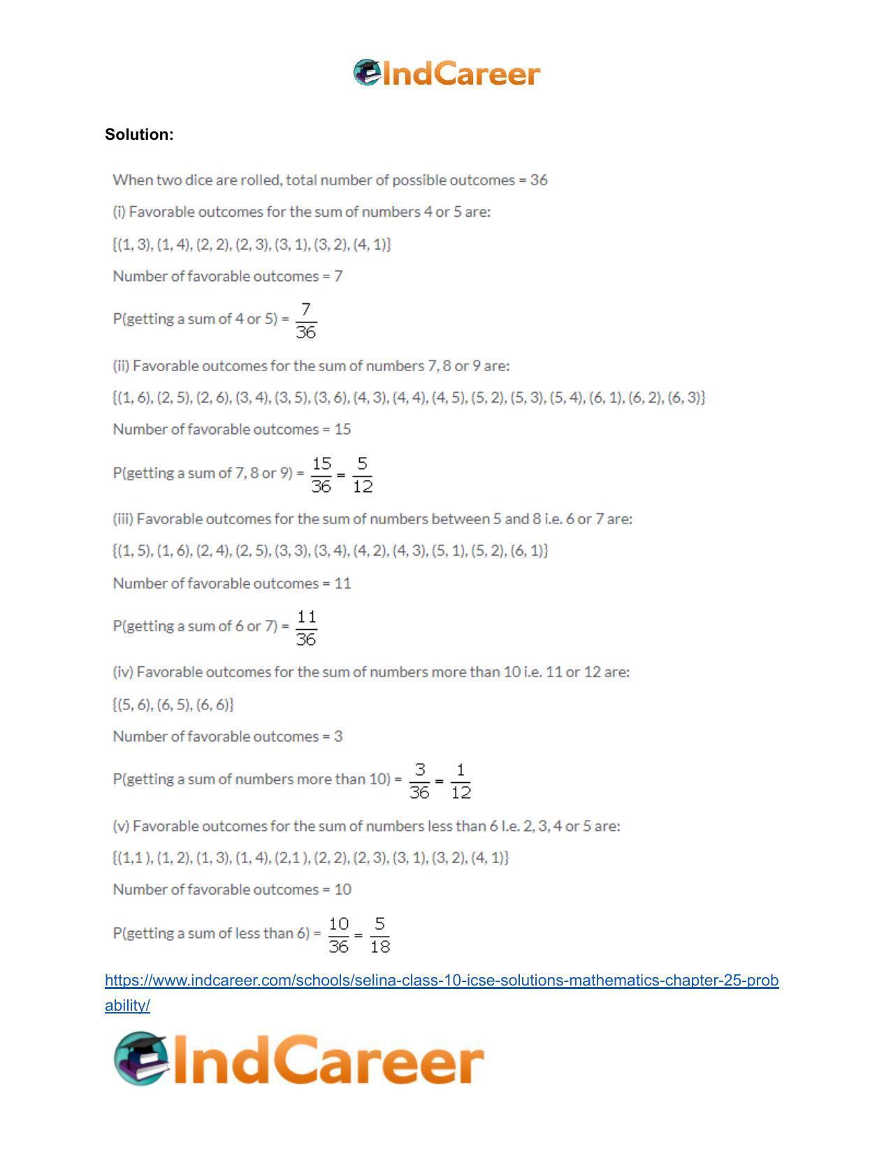 Selina Class 10 ICSE Solutions Mathematics : Chapter 25- Probability - Page 58