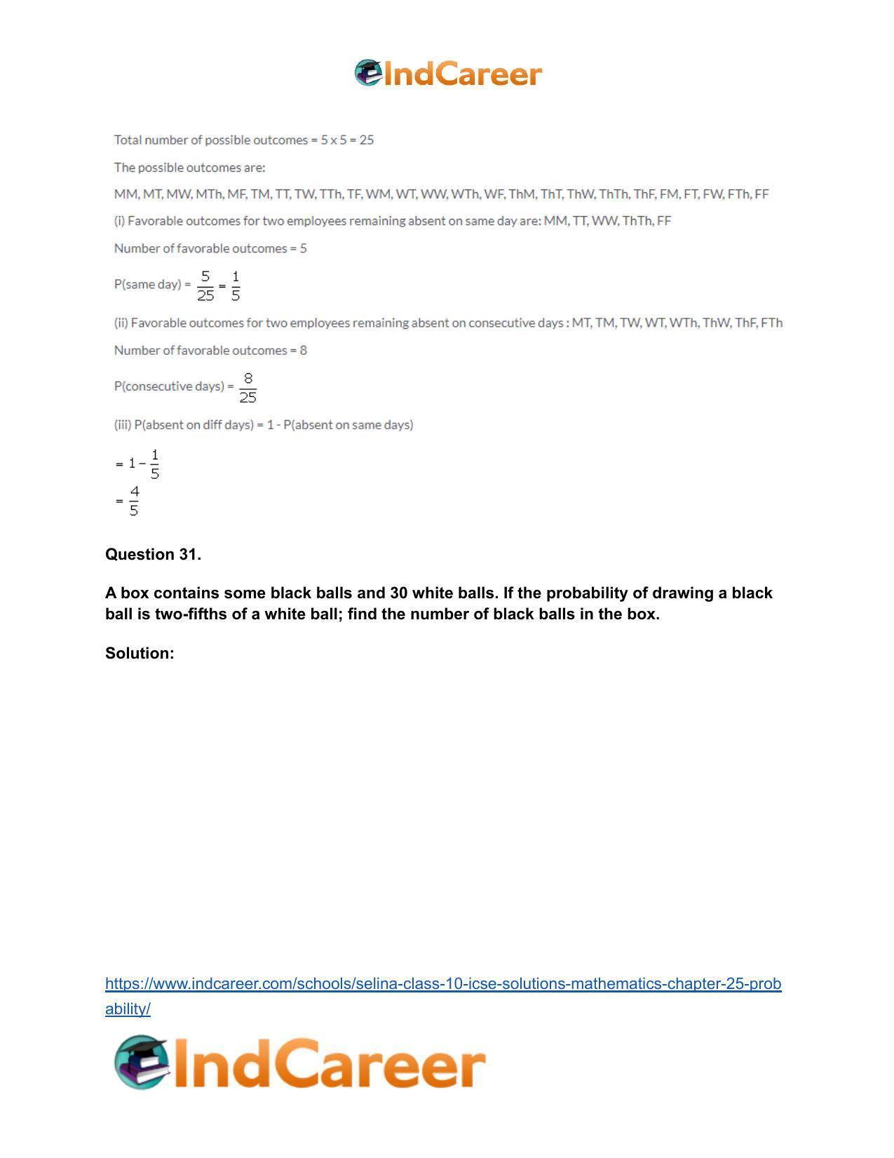 Selina Class 10 ICSE Solutions Mathematics : Chapter 25- Probability - Page 63
