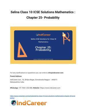Selina Class 10 ICSE Solutions Mathematics : Chapter 25- Probability