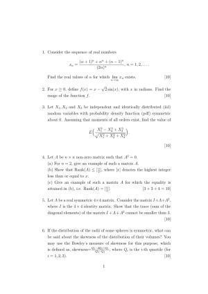 ISI Admission Test JRF in Statistics STA 2022 Sample Paper