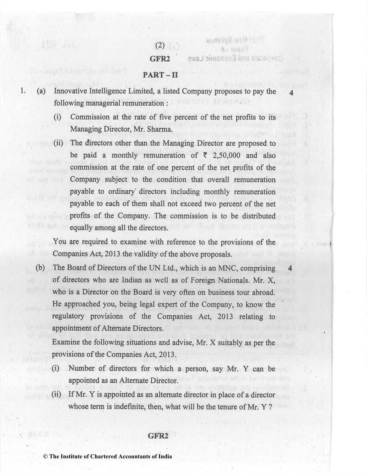 CA Final Jul 2021 Question Paper - Paper 4 – Corporate & Economic Laws - Page 2