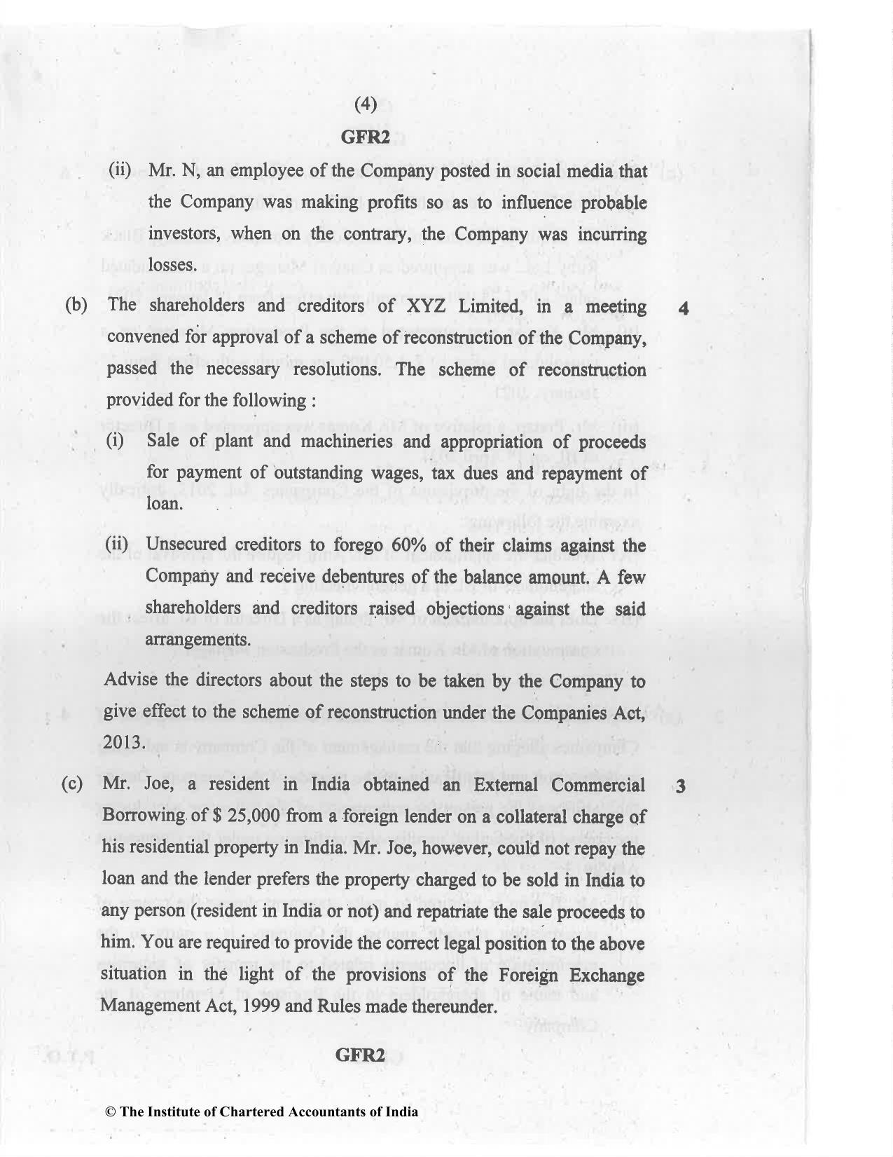 CA Final Jul 2021 Question Paper - Paper 4 – Corporate & Economic Laws - Page 4
