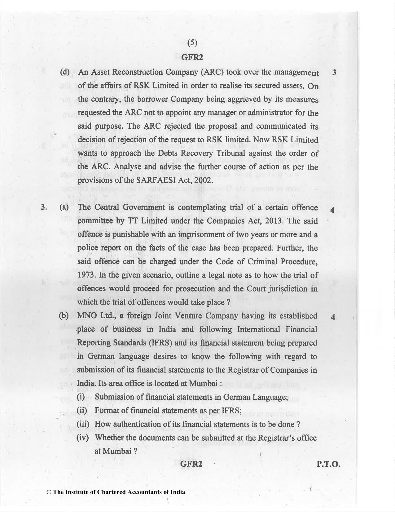 CA Final Jul 2021 Question Paper - Paper 4 – Corporate & Economic Laws - Page 5