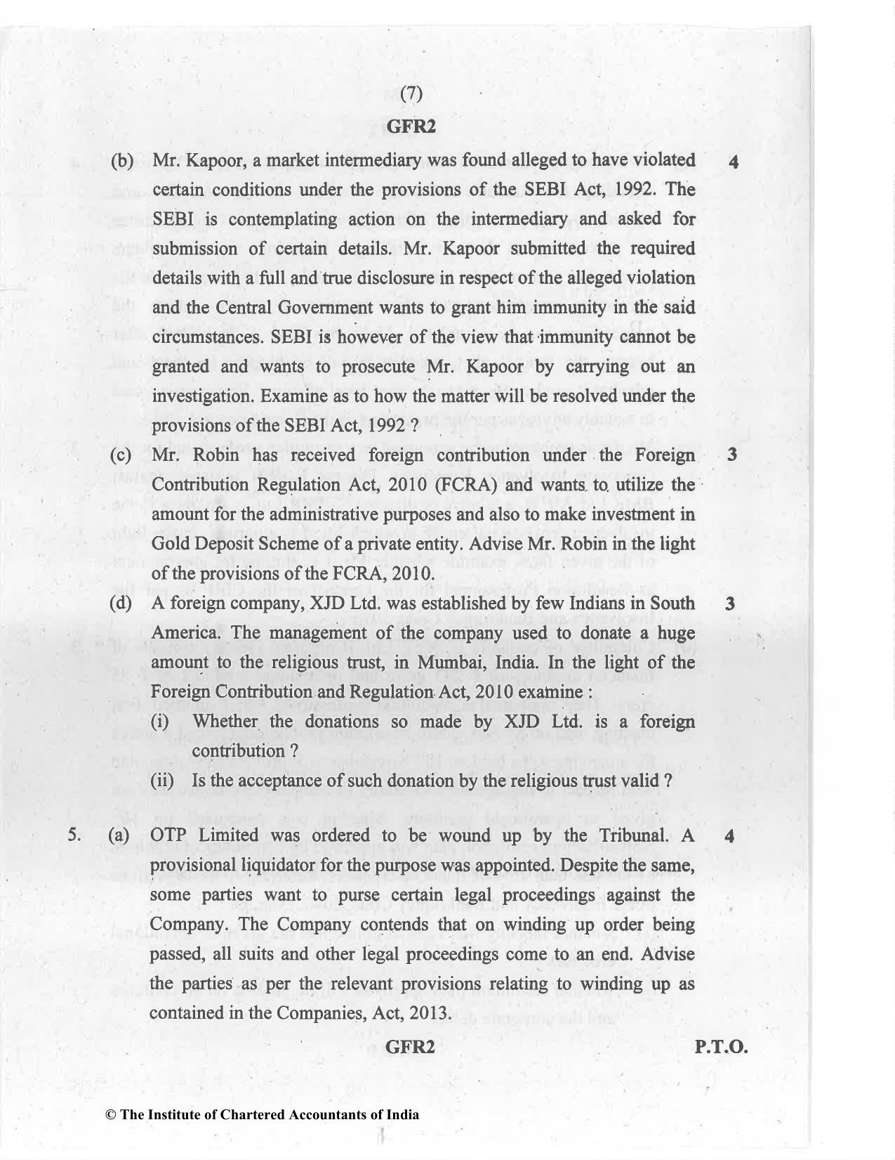 CA Final Jul 2021 Question Paper - Paper 4 – Corporate & Economic Laws - Page 7