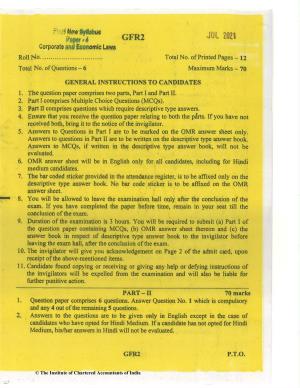 CA Final Jul 2021 Question Paper - Paper 4 – Corporate & Economic Laws