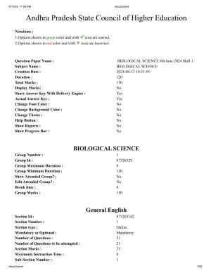 AP EDCET 2024 Biological Science Question Paper with Answer Key (English)