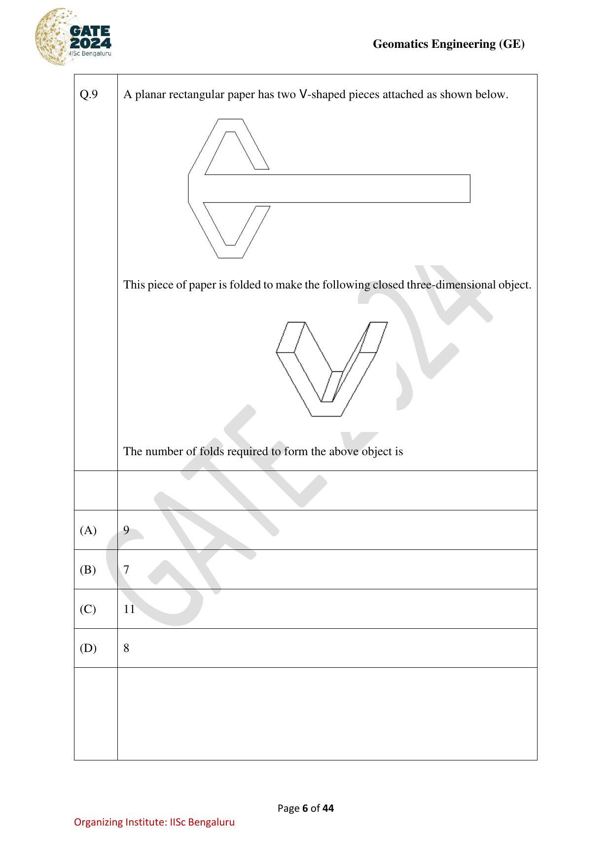 GATE 2024 Geomatics Engineering (GE) Question Paper - Page 6