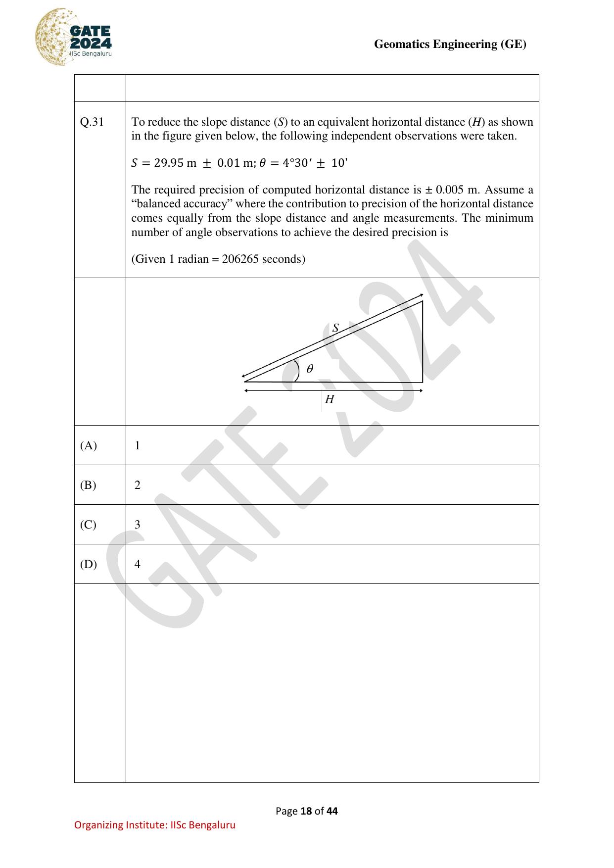 GATE 2024 Geomatics Engineering (GE) Question Paper - Page 18