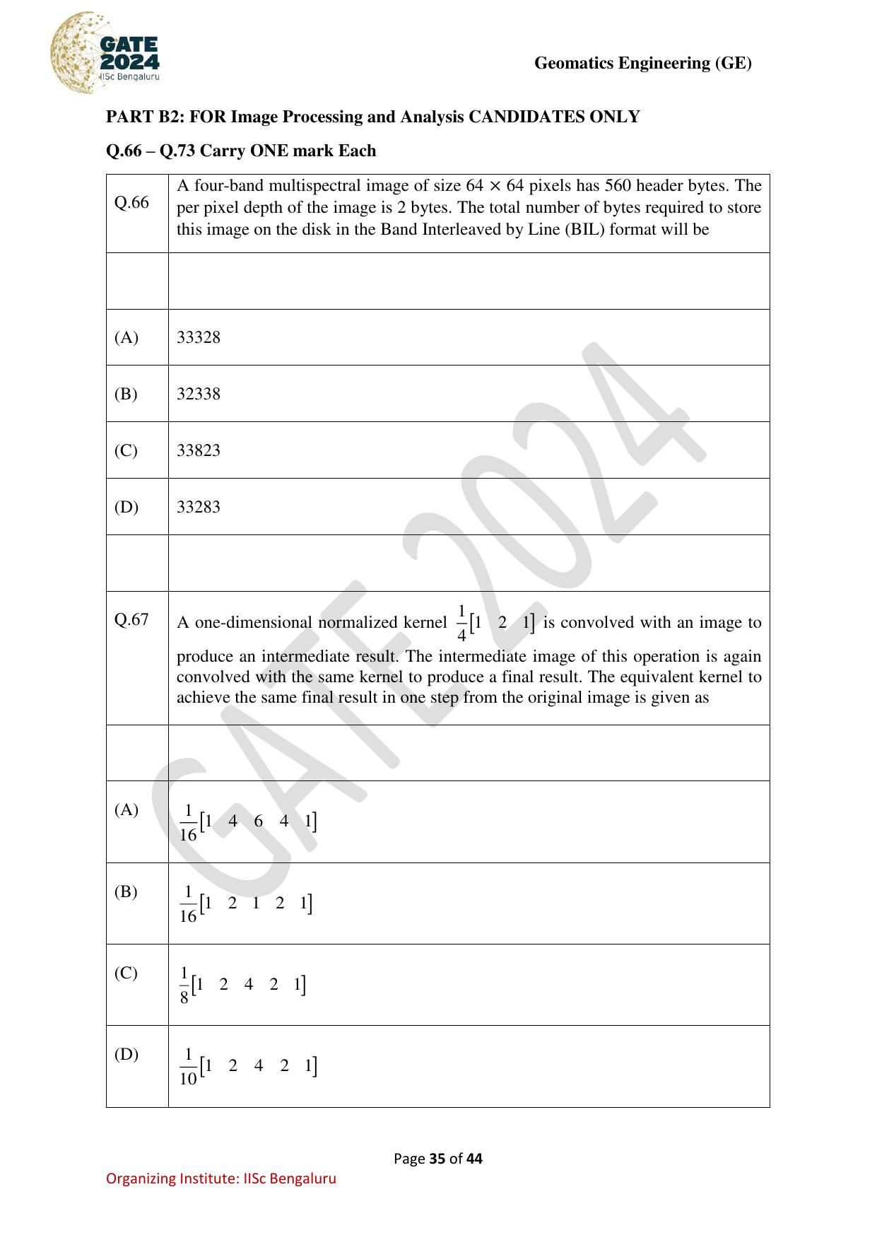 GATE 2024 Geomatics Engineering (GE) Question Paper - Page 35