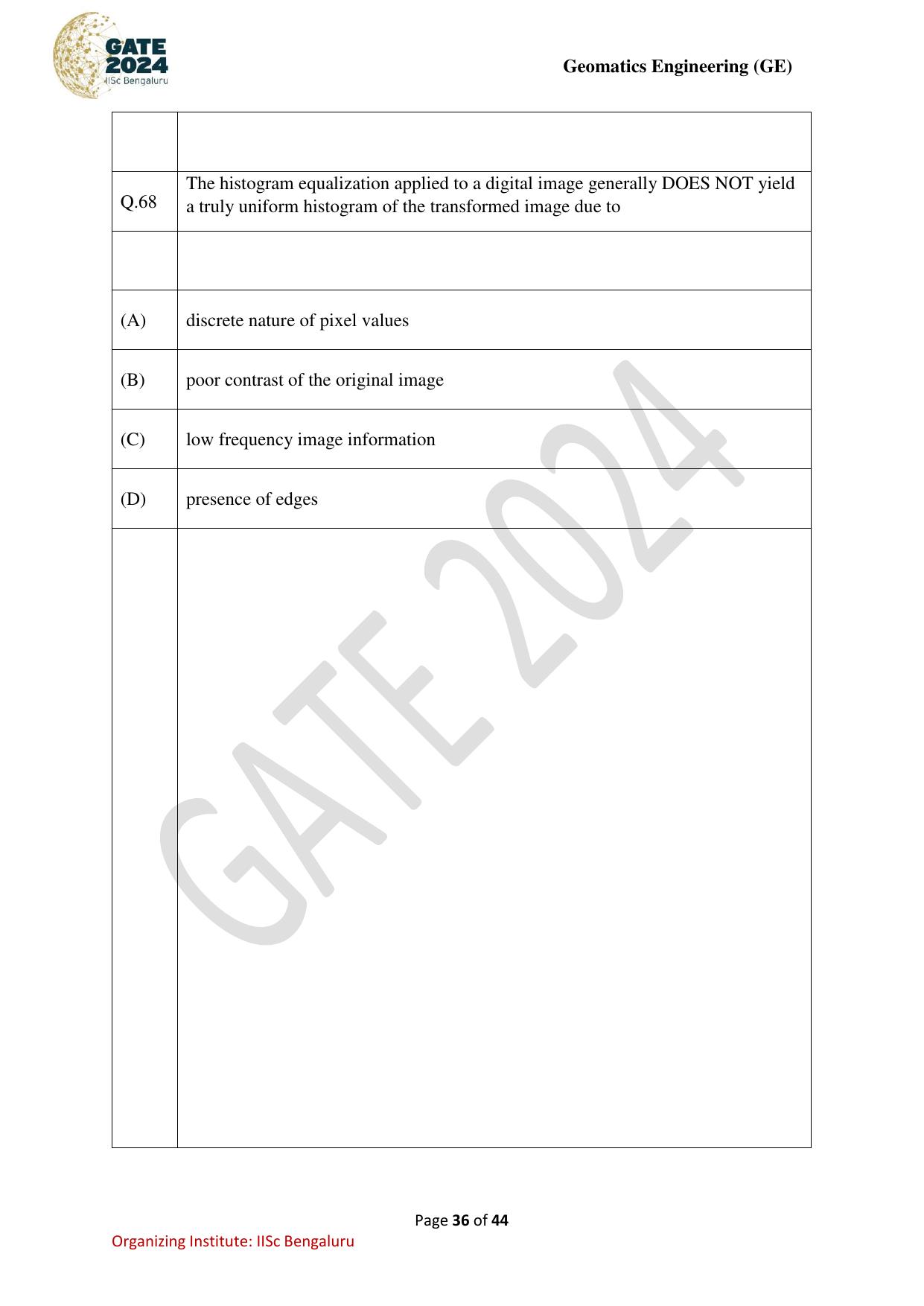 GATE 2024 Geomatics Engineering (GE) Question Paper - Page 36