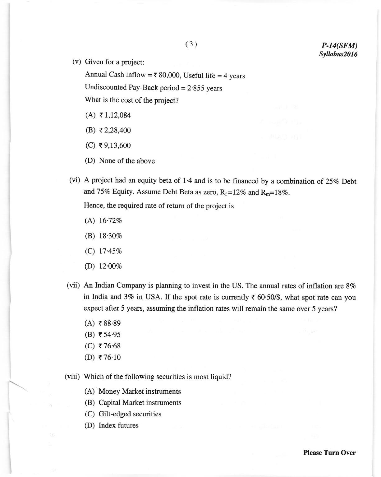 ICMAI June 2018 Strategic Financial Management Question Paper (Final) - Page 3