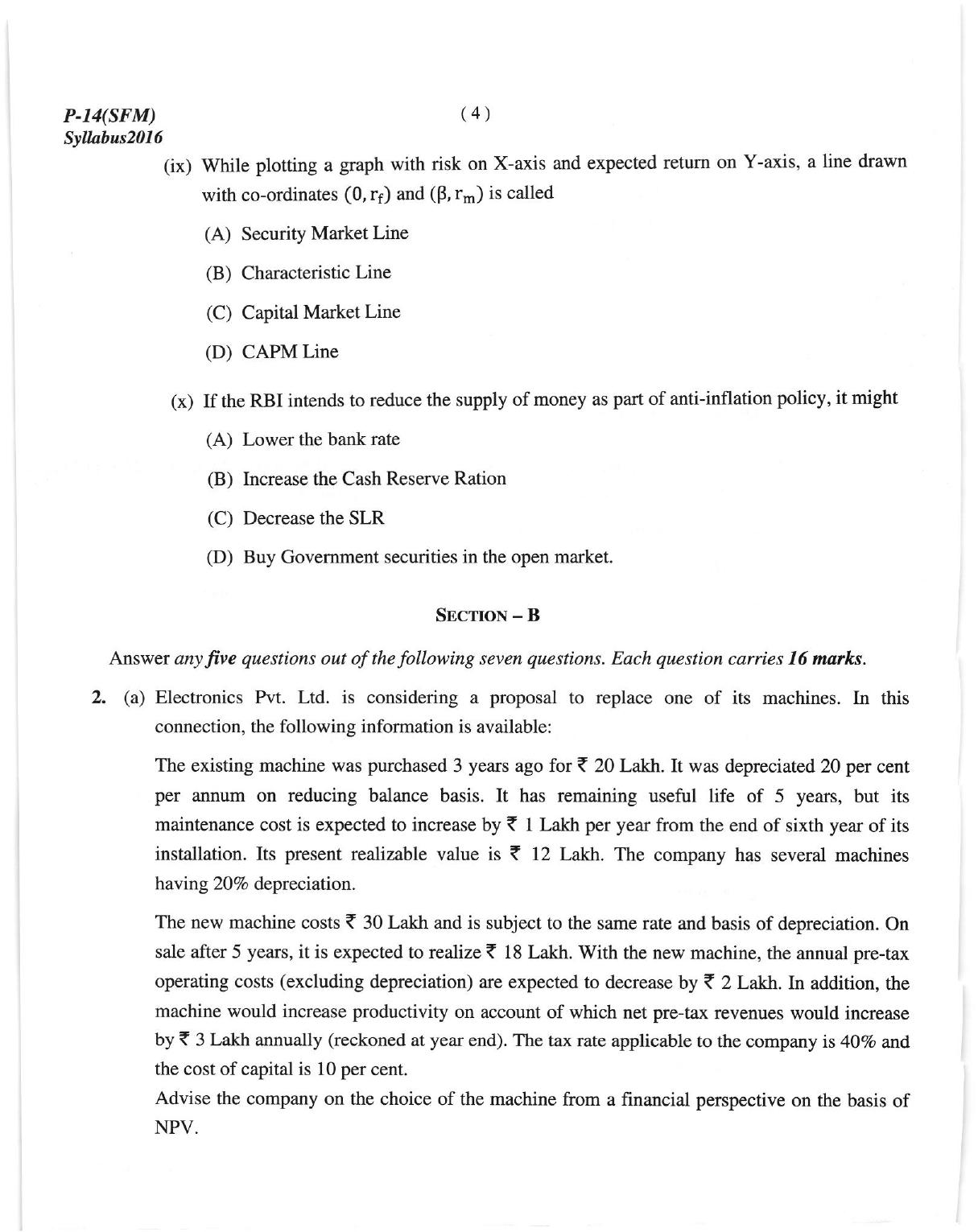 ICMAI June 2018 Strategic Financial Management Question Paper (Final) - Page 4