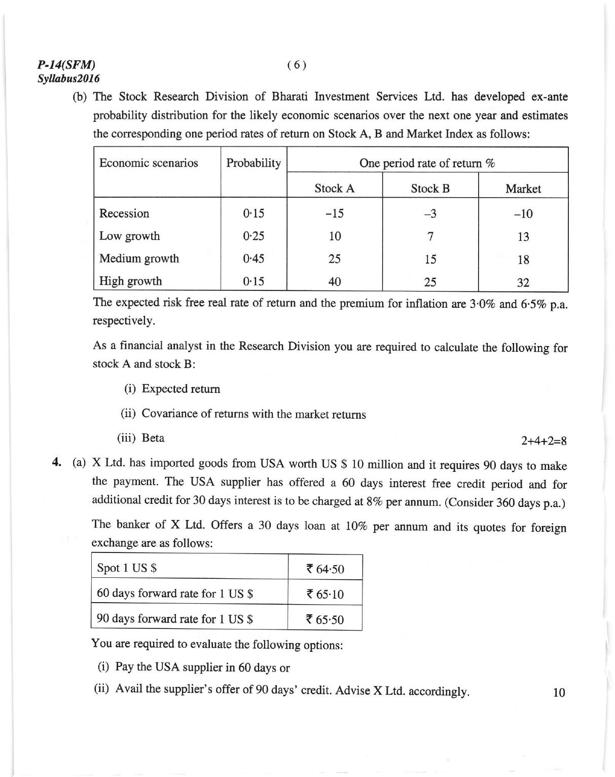 ICMAI June 2018 Strategic Financial Management Question Paper (Final) - Page 6